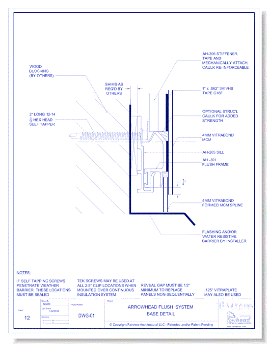 Vitraplate Solid Aluminum Panel: Flush Panel System - Base Detail