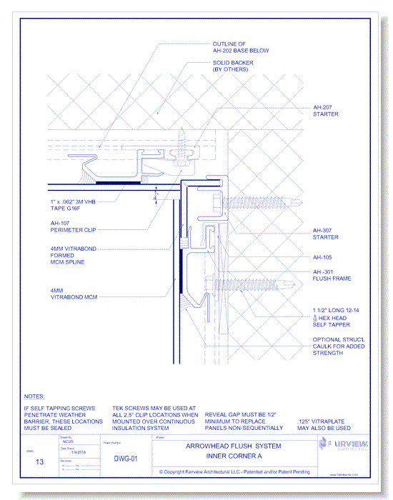  Vitrabond FR (MCM / Aluminum Cladding Material): Flush Panel System - Inner Corner A