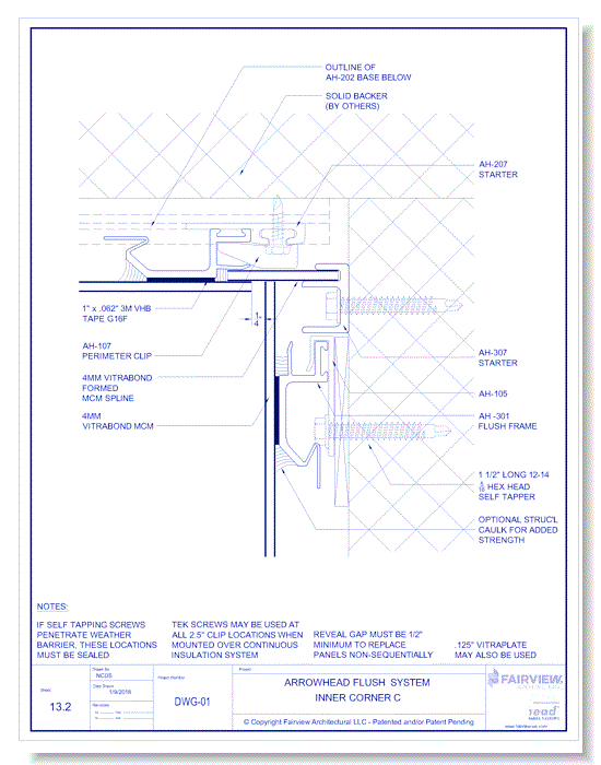  Vitrabond FR (MCM / Aluminum Cladding Material): Flush Panel System - Inner Corner C