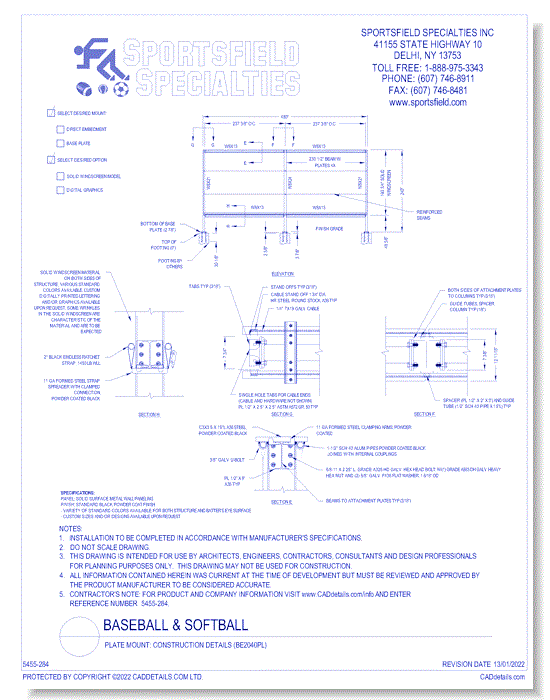 Plate Mount: Construction Details (BE2040PL)