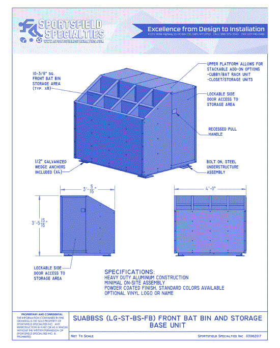 Aluminum: Front Bat Bin And Storage Base Unit (SUABBSS)