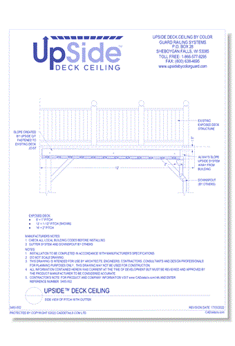 UpSide™ Deck Ceiling: Side View of Pitch with Gutter
