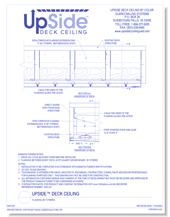UpSide™ Deck Ceiling: Flashing (by others)