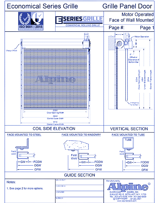 E-Series Grille™ Face Mounted to Steel: Motor Operation