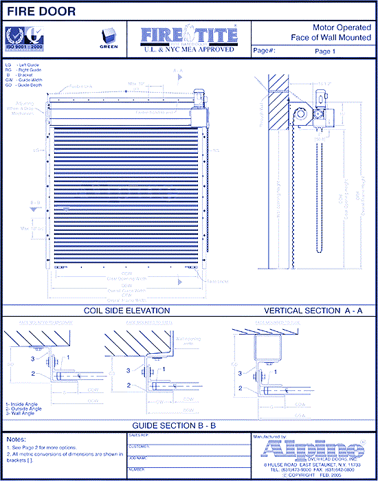 Fire-Tite® Face Mounted to Steel: Motor Operation