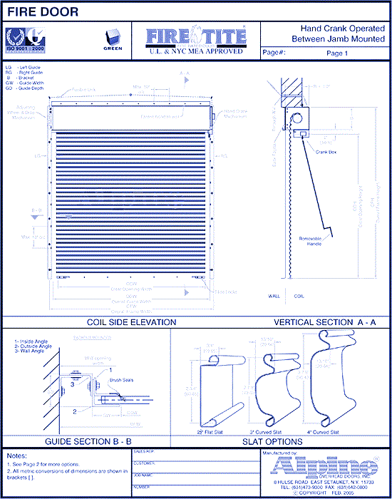 Fire-Tite® Between Jamb Mounted (Packout): Hand Crank Operation