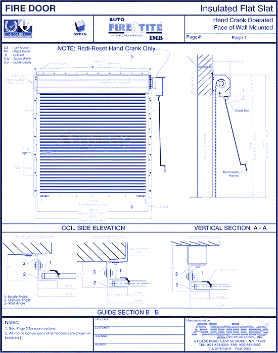 Auto Fire-Tite® IMB Face Mounted to Masonry: Hand Crank Operation