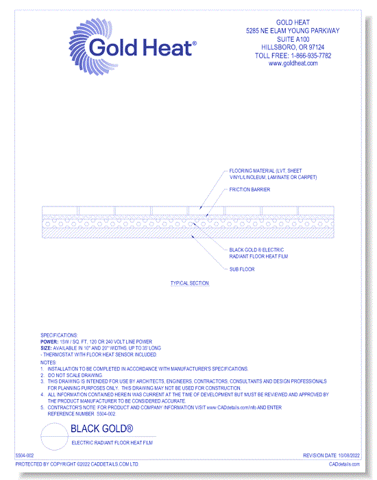 Black Gold®: Electric Radiant Floor Heat Film
