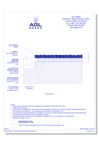 Artificial Grass: Residential Detail 2 w/ Composite Nailer (Asphalt) (V2)