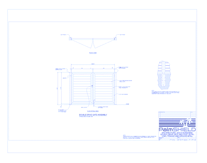 Augustus Industrial Solid Vinyl Screening: Vinyl Tongue and Groove Infill Double Drive Gate and Post Detail