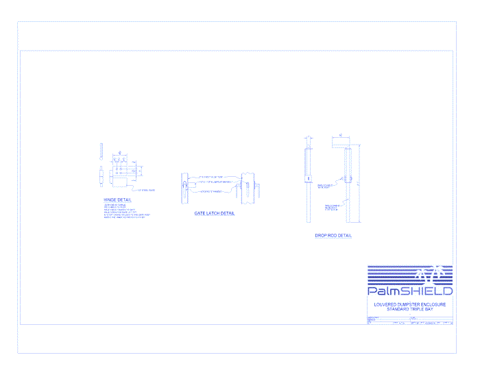 Louvered Triple Bay Dumpster Enclosures: Standard Triple Bay Gate Latch Details