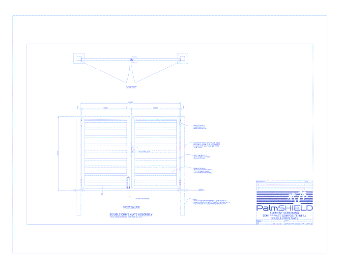 Mercury Economic Semi-Private - Aluminum Posts & Composite Planks: Element Screening Semi-Private Composite Infill Double Drive Gate