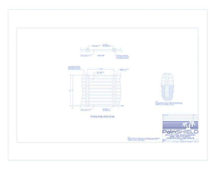 Tiberius Industrial Semi-Private Composite Screening: Composite Infill Semi-Private Panel and Post Detail 