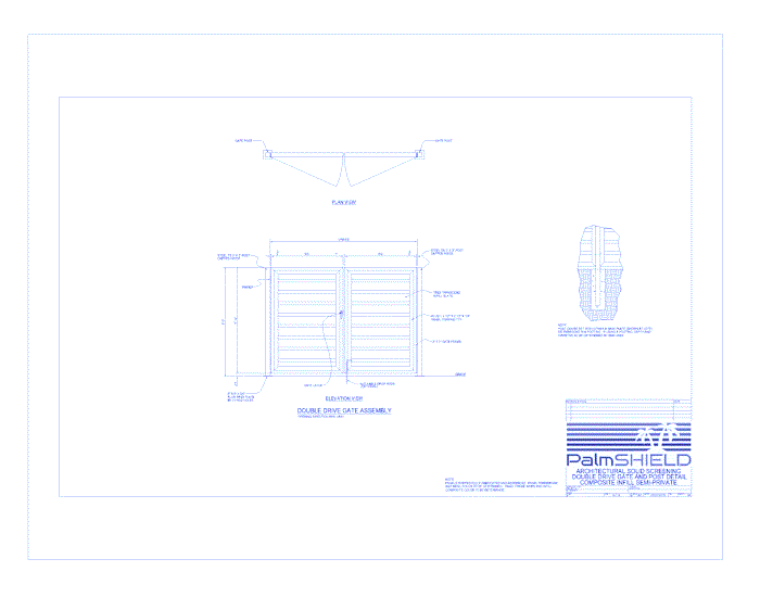 Tiberius Industrial Semi-Private Composite Screening: Composite Infill Semi-Private Double Drive Gate and Post Detail