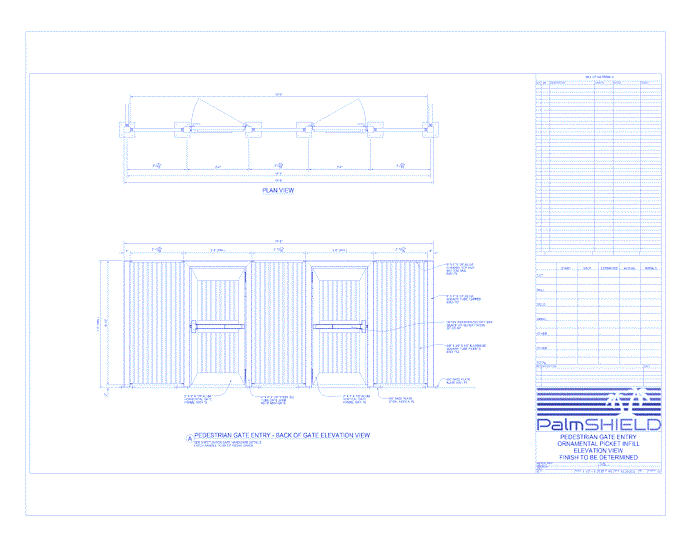 Pedestrian Gates: Ornamental Picket Back Of Gate Elevation View