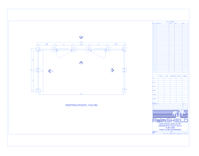 Pedestrian Gates: Ornamental Solid Picket Plan View