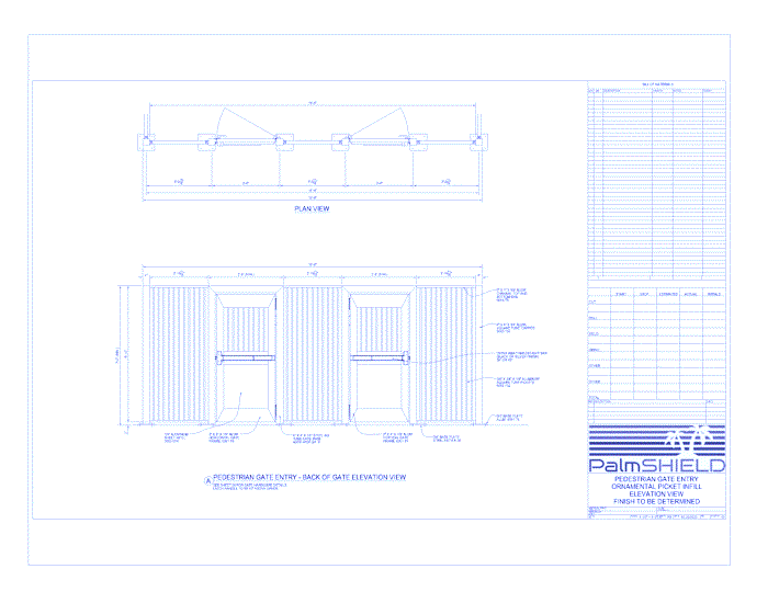 Pedestrian Gates: Ornamental Solid  Picket Back Of Gate Elevation View