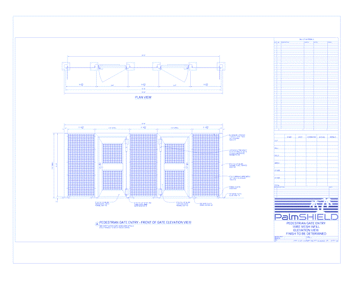 Pedestrian Gates: Wire Mesh Front Of Gate Elevation View