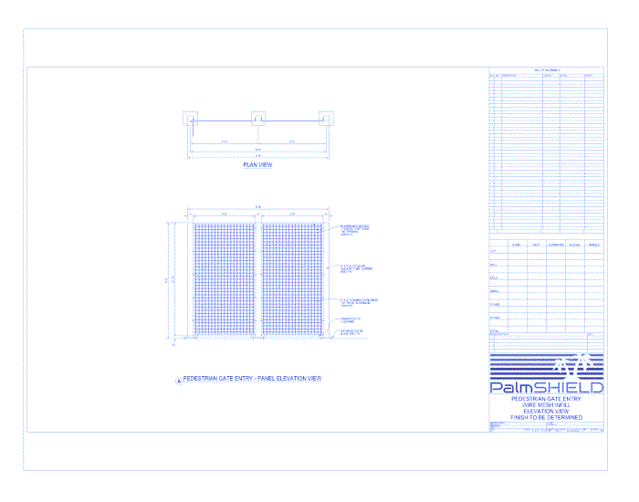 Pedestrian Gates: Wire Mesh Panel Elevation View