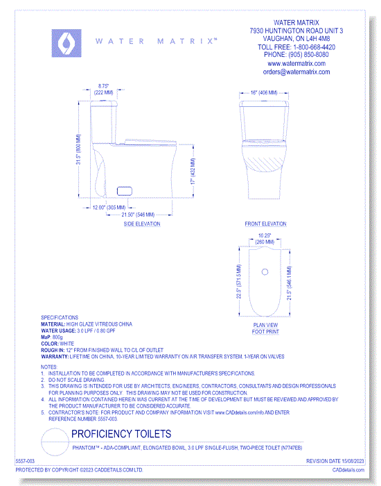 PHANTOM™ - ADA-Compliant, Elongated Bowl, 3.0 lpf Single-Flush, Two-Piece Toilet (N7747EB)