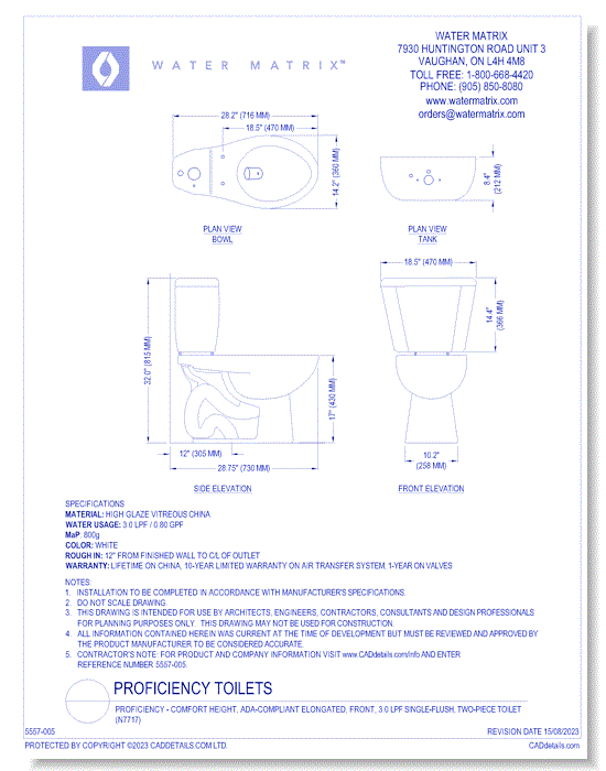 Proficiency - Comfort Height, ADA-Compliant Elongated, Front, 3.0 lpf Single-Flush, Two-Piece Toilet (N7717)