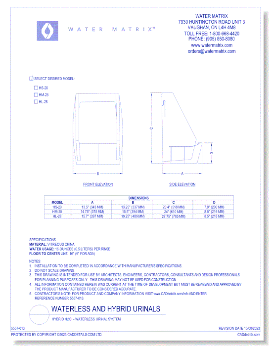 Hybrid H2O  - Waterless Urinal System