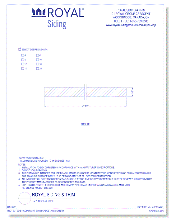 1/2 x 48 Sheet (2871)