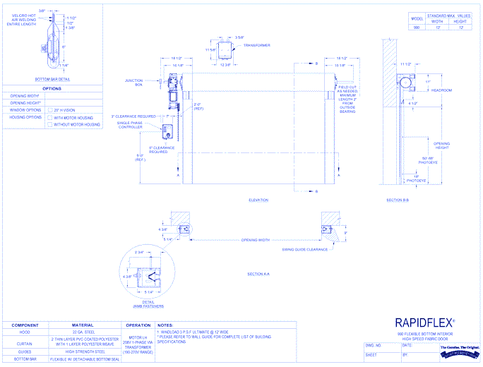 RapidFlex® 990 - Flexible Bottom Interior High Speed Fabric Door