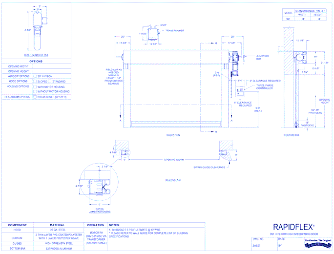 RapidFlex® 991 - Interior High Speed Fabric Door