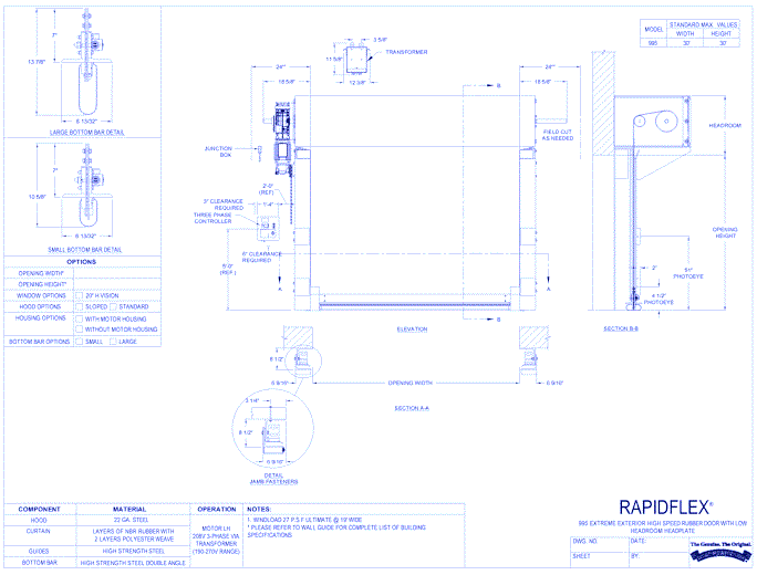 RapidFlex® 995 - Extreme Exterior High Speed Rubber Door