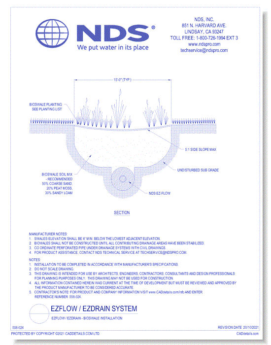 EZflow / EZdrain - Bioswale Detail Drawing