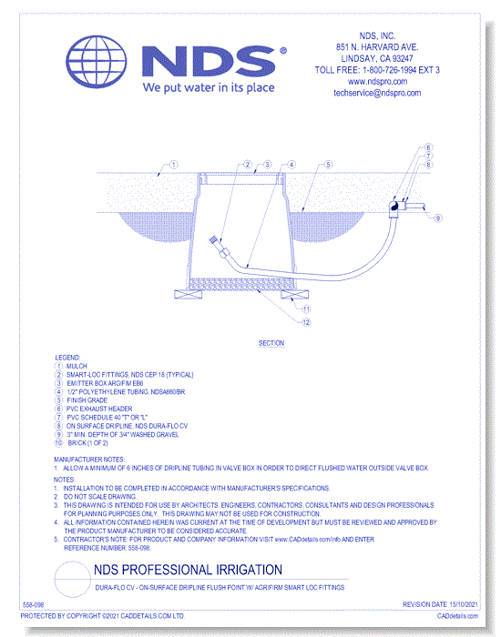Dura-Flo CV - On-Surface Dripline Flush Point w/ Agrifirm Smart Loc Fittings 