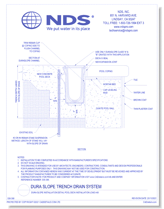 Dura Slope Installation Detail Pool Deck Installation LOAD A-B