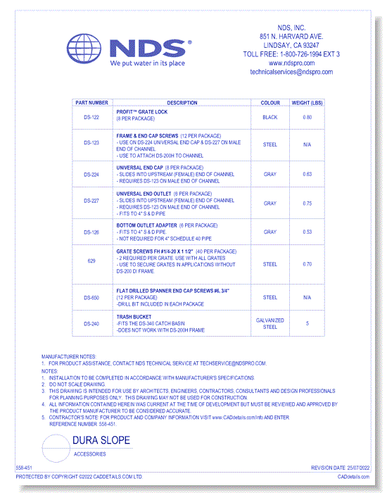 Spec Dura Slope Accessories