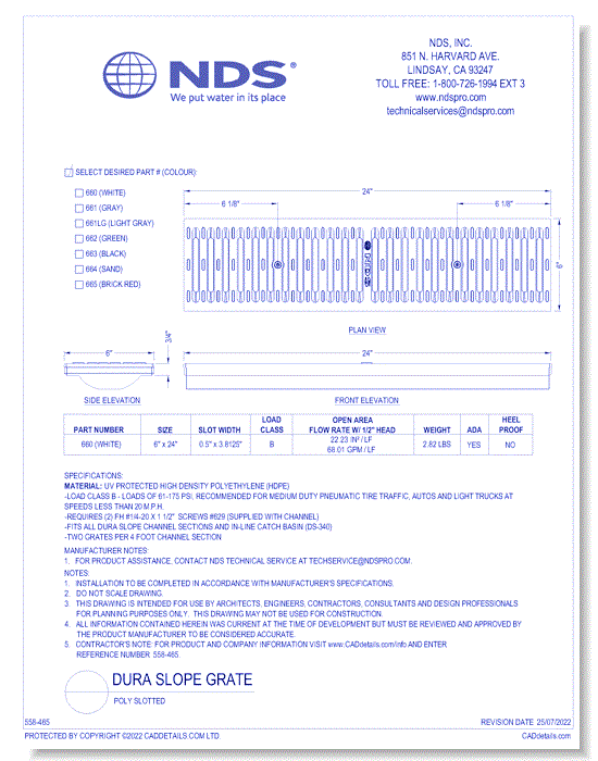 Grate: Spec Dura Slope Poly "Slotted"_ADA_LOAD B