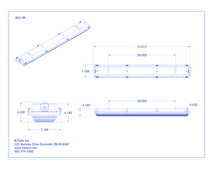 BLV: LED Vapour Proof Fixture - 4 FT