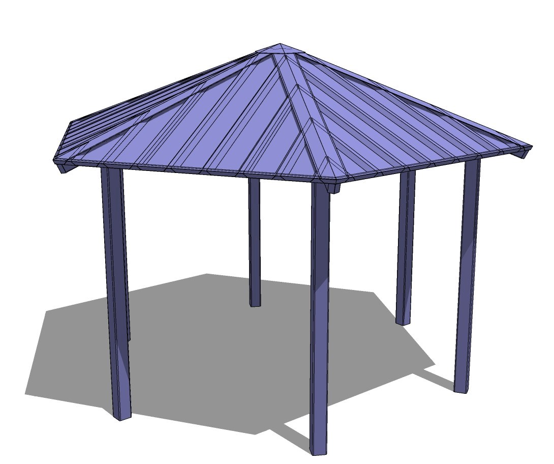 Steel Structure: Hexagon – Six Sided Hip Roof Park Shelter