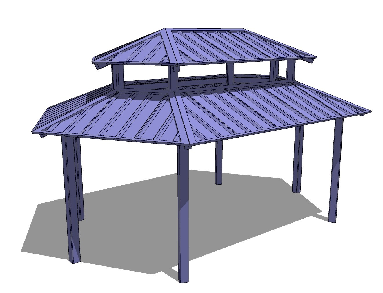 Steel Structure: Tiara – Elongated Clerestory Hexagon, Hip Roof