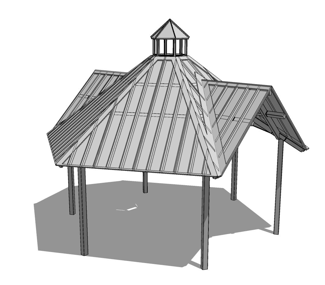 Steel Structure: Grand Haven Hexagon – Six Sided Gable Roof Park Shelter
