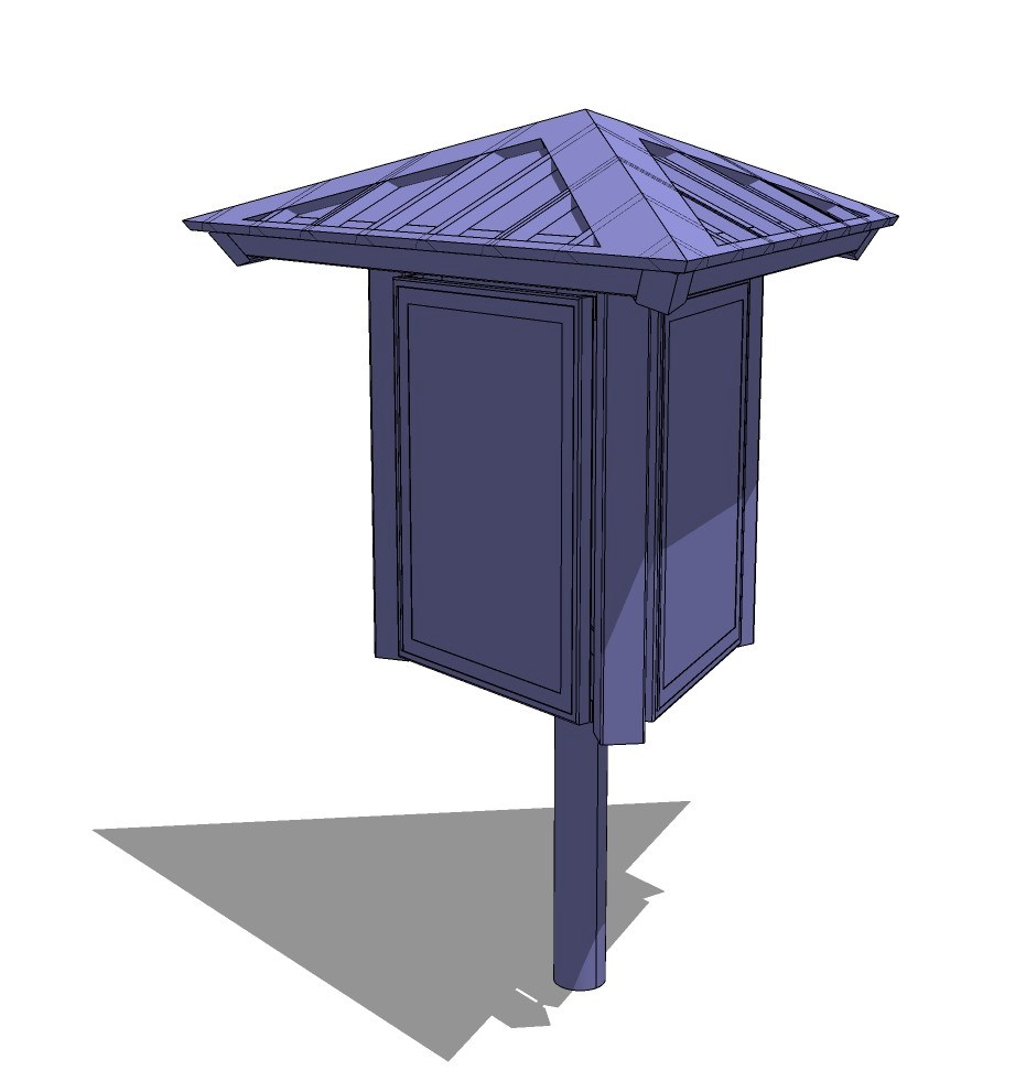 Steel Structure: Kiosk – Three Sided, Single or Three Column Display Shelter