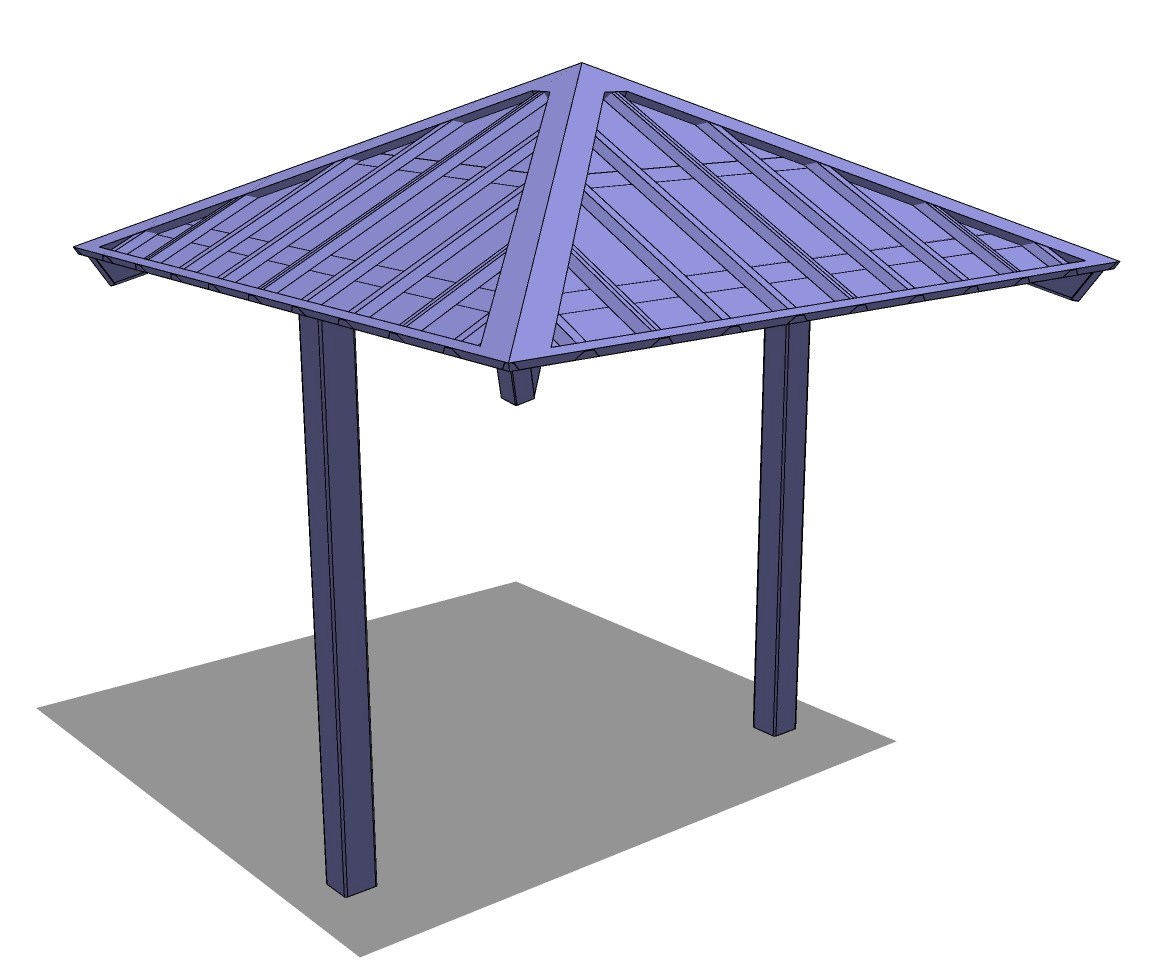 Steel Structure: Hip Roof Sunshelter – Hip Roof Square Shelter