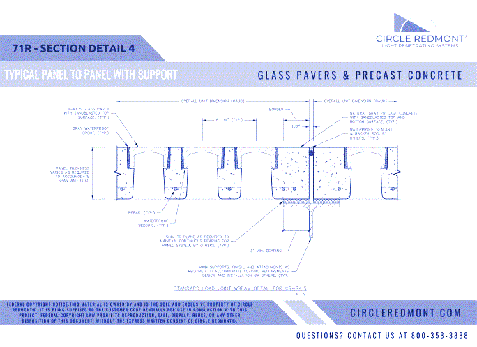 71R™ Glass Pavers & Precast Concrete - Typical Panel to Panel w/ Support