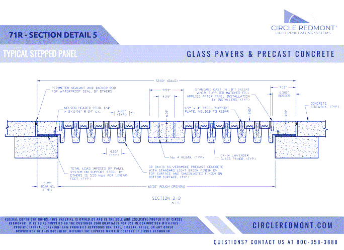 71R™ Glass Pavers & Precast Concrete - Typical Stepped Panel