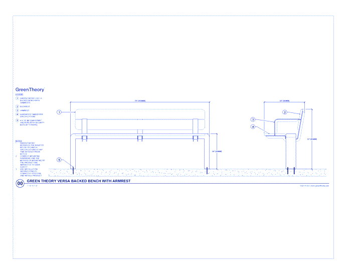 Versa Backed Bench W/ Armrest (VSA1A-G2)