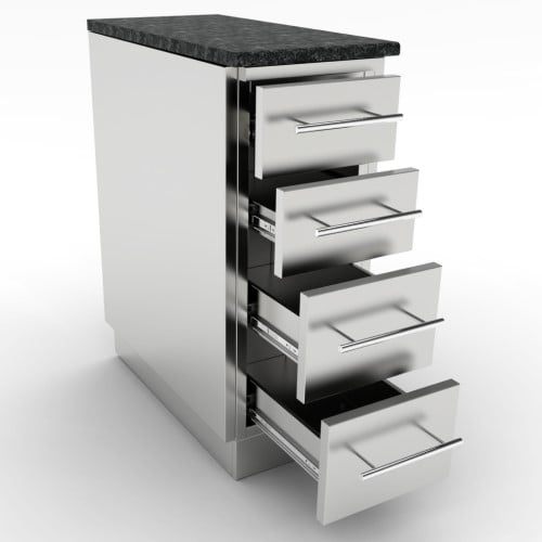 CAD Drawings BIM Models Sunstone Metal Products 12” 4 Multi Drawer Base Cabinet (SBC12SMD)