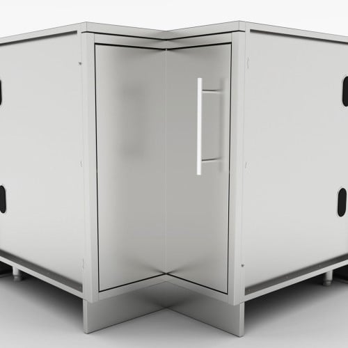 CAD Drawings BIM Models Sunstone Metal Products 12” X 12” Corner Cabinet w/ Swivel Door & 3 Shelves (SBC12SLS)