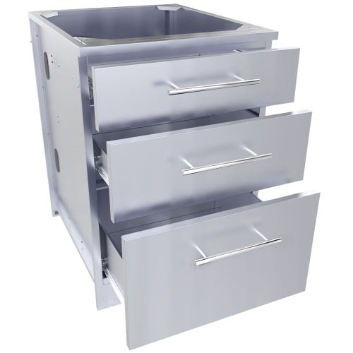 CAD Drawings BIM Models Sunstone Metal Products 24" Triple Drawer Base Cabinet (SBC24STD)