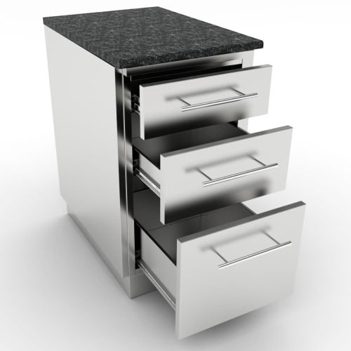 CAD Drawings BIM Models Sunstone Metal Products 18" Triple Drawer Cabinet (SBC18STD)