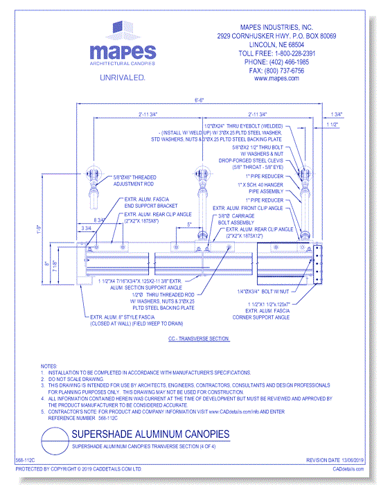 SuperShade Aluminum Canopies Transverse Section (4 of 4)