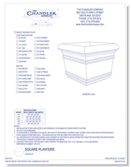 Square Planters: Acapulco